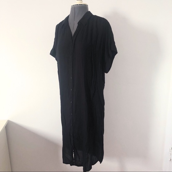 🎀 5/$25 H&M L.O.G.G. black vertical stripe modal shirt dress sz 0 - Picture 3 of 14